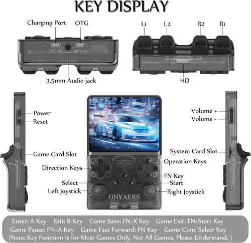 Vista 4 de R40s Pro - Consola de juegos portátil, consola de juegos retro con pantalla IPS de 3.5 pulgadas, memoria de 256 GB incorporada 30,000 videojuegos
