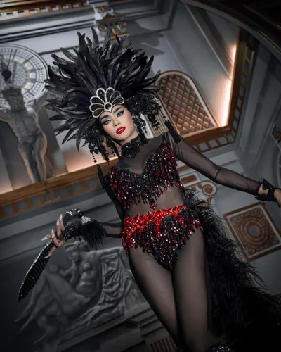 Vista 13 de HOMELEX Tocado de plumas negras para mujer, accesorios de carnaval caribeño