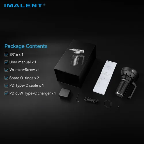 Vista 8 de IMALENT SR16 - Linterna recargable de 55000 lúmenes, reflector LED de 5600 pies de largo, USB-C de carga rápida impermeable con mango para rescate