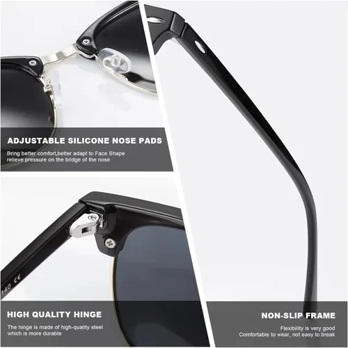 Vista 4 de Sunglasses MenMens Polarized Sunglasses for Men Women,Classic Semi-Rimless Sun Glasses