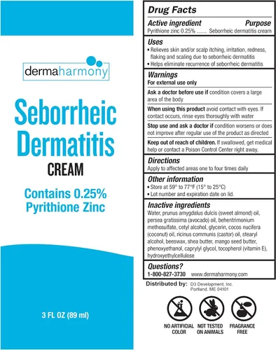 Vista 3 de Dermaharmony Crema para dermatitis seborreica, 3 onzas líquidas (1 tubo) - Alivia la picazón de la piel y el cuero cabelludo, la irritación