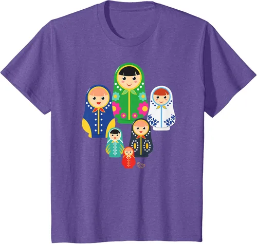 Vista 48 de Matryoshka Russian Nesting Dolls, Rusia - Camiseta de regalo, Azul / Patchwork, S