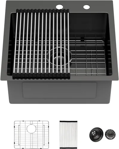 Vista 37 de Fregadero de cocina para exteriores 15 x 15 pulgadas, fregadero de bar de 15 x 15 pulgadas, fregaderos de cocina de acero inoxidable de calibre 16