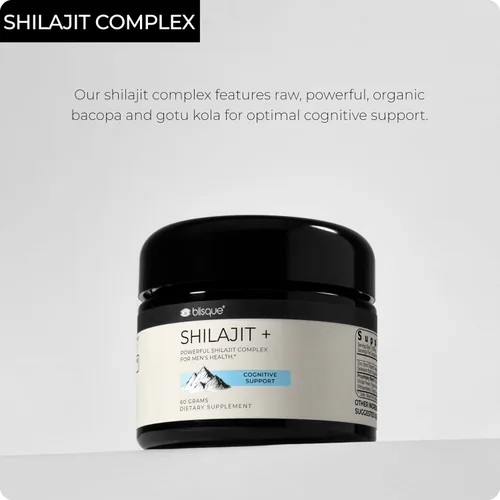 Vista 7 de Blisque - Suplemento de resina Shilajit orgánica pura del Himalaya para apoyo cognitivo con bacopa orgánica y gotu kola Auténtico y natural