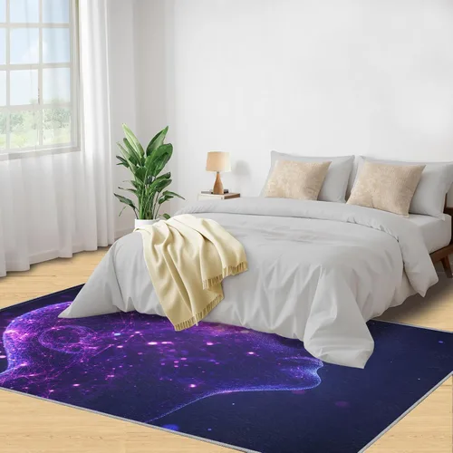 Vista 4 de Cyberpunk Rugs for Bedroom, Neon Head Area Rug, Neon Art Rugs for Living Room, Indoor Non-Slip Rug, Machine Washable Carpet for Front Entrance Floor