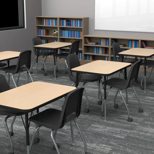 Vista 2 de FDP - Silla escolar móvil de 18 pulgadas con ruedas para niños, adolescentes y adultos, asiento ergonómico para aprendizaje en casa, aula u oficina