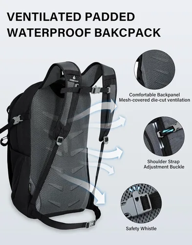 Vista 3 de Pioneer Camp Mochila de senderismo de 22 litros, equipo pequeño de hidratación para senderismo, mochila ligera para campamento, mochila de viaje