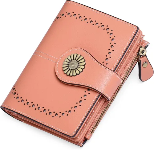 Vista 9 de SENDEFN Carteras pequeñas para mujer, con bloqueo RFID, de cuero, plegable, tarjetero con ventana de identificación