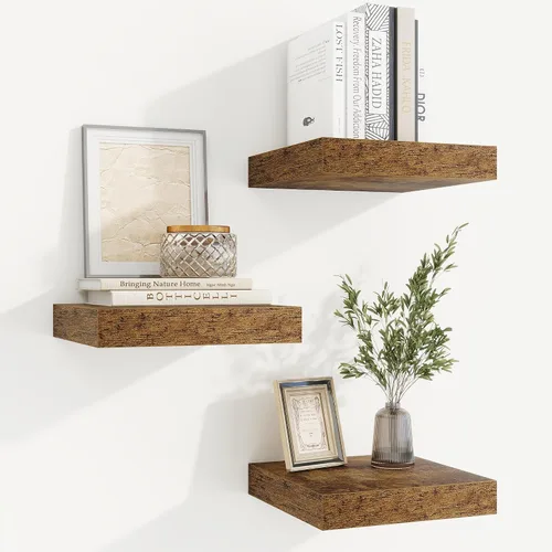 Vista 37 de fuqing Estantes flotantes para pared, estante flotante de madera montado en la pared con soportes invisibles para sala de estar, baño, dormitorio