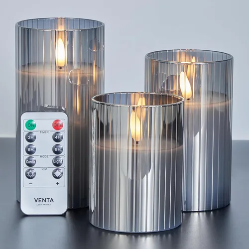 Vista 11 de VENTA Juego de 3 velas de pilar de marfil cálido Velas de cera real operadas por baterías con llama parpadeante Decoración atemporal para todo