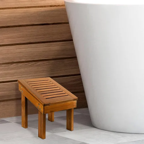 Vista 9 de Utoplike - Taburete de ducha de teca para afeitarse piernas, reposapiés de baño para afeitado