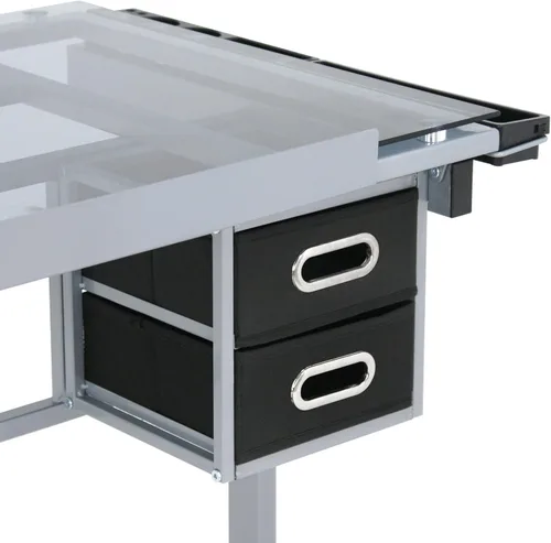 Vista 7 de LEMY Mesa de dibujo ajustable inclinable, escritorio de dibujo para artistas con cajones de almacenamiento y ruedas deslizantes, estación