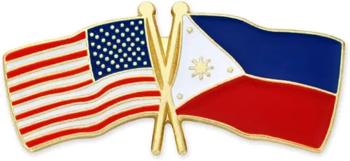 Vista 133 de PinMart Pin de solapa esmaltado con bandera de la amistad cruzada de Estados Unidos y el mundo