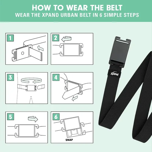 Vista 5 de Xpand Urban Belt - Cinturón elástico invisible con hebilla magnética de liberación rápida