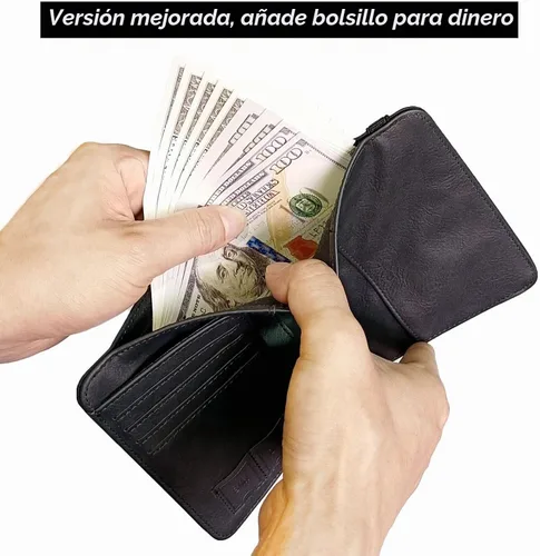 Vista 4 de LOHASLIFE Soporte para pasaporte para viajes, cartera con bloqueo RFID para 116#Negro
