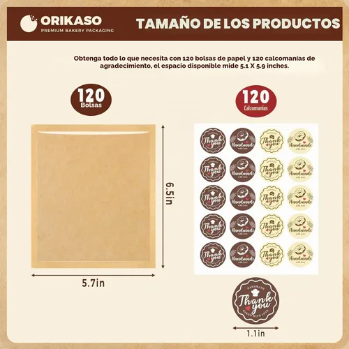 Vista 2 de 120 bolsas de galletas con sello, embalaje de galletas de 5.7 x 6.5