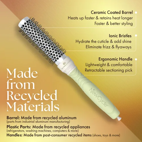 Vista 3 de Olivia Garden NewCycle Round Thermal Hair Brush (not Electrical) with Ceramic Barrel, Ionic Technology and Made from 100% Recycled
