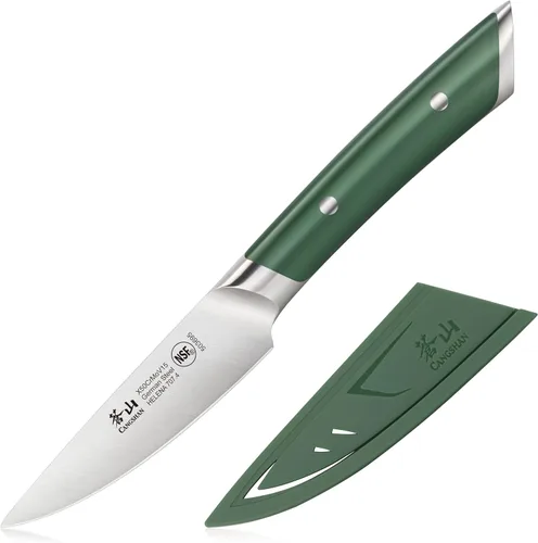 Vista 14 de Cangshan HELENA Series - Cuchillo de pelar forjado de acero alemán de 3.5 pulgadas con funda (negro)