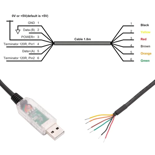 Vista 3 de FT232 USB to RS485 Serial Cable 6ft, WE Wire End, Clear Shell