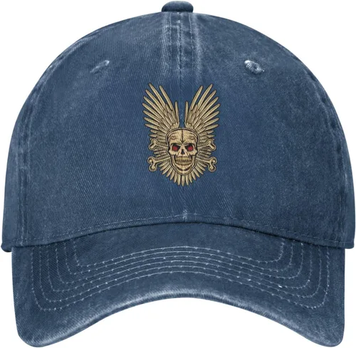 Vista 2 de Cowboy Hat Trendy Hats for Man and Women Djustable Four Season Outdoor Baseball Cap of Hell Skull with Angel Navy Blue