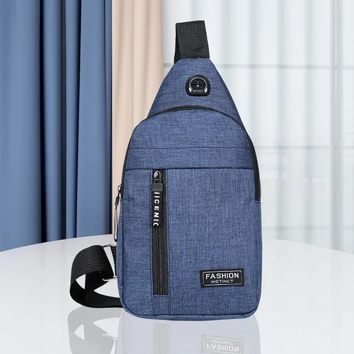 Vista 2 de Pequeña bolsa cruzada negra, bolsa de hombro para hombres y mujeres, bolso bandolera de pecho con una correa de viaje, Azul