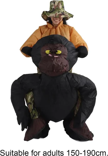 Vista 3 de TOPINCN Disfraz inflable para adultos, divertidos disfraces de chimpancé para adultos, disfraces inflables de Halloween, disfraces de cosplay