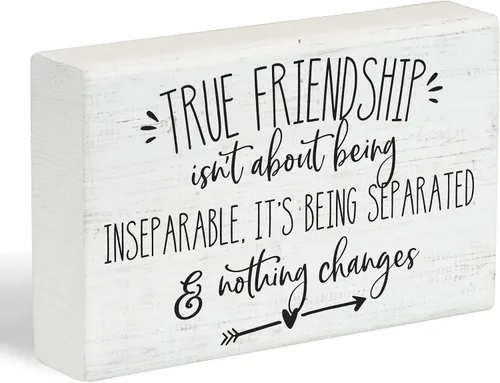 Vista 12 de Simply Said, INC Letrero Pequeño de Amistad con texto en inglés "A Friend Is God's Way of Proving He Doesn't Want Us to Walk Alone", placa de madera