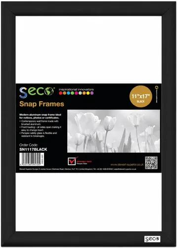 Vista 6 de Marco para póster Sseco – Stuart superior frontal carga fácil de abrir Snap, color Plata anodizado marco (sn1144), Plateado