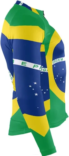 Vista 4 de Camiseta de ciclismo de manga larga para hombre con cremallera completa y 3 bolsillos traseros, Multi, S