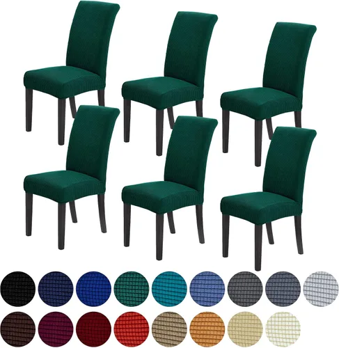 Vista 81 de Juego de 2 fundas para sillas de comedor, fundas elásticas para sillas de comedor, fundas para sillas de cocina de jacquard texturizadas, decoración
