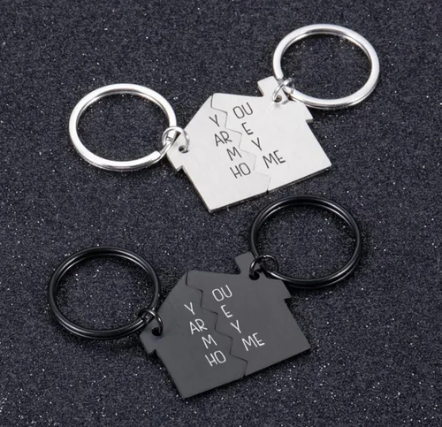 Vista 2 de Llavero para parejas, 2 unidades, con texto en inglés "You Are My Home" para parejas, novia, novio, amigo, regalo