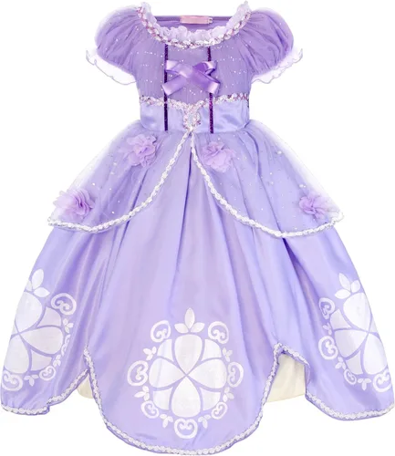 Vista 4 de Eledobby Disfraz de princesa Sofía para niñas pequeñas Halloween cosplay disfraces de cumpleaños fiestas de Navidad