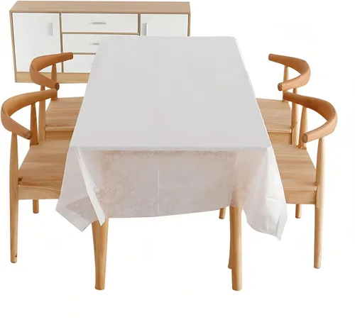 Vista 4 de Manteles desechables para fiestas: mantel de plástico impermeable de 54 x 108 pulgadas, se utiliza para decoración en bodas, fiestas de cumpleaños