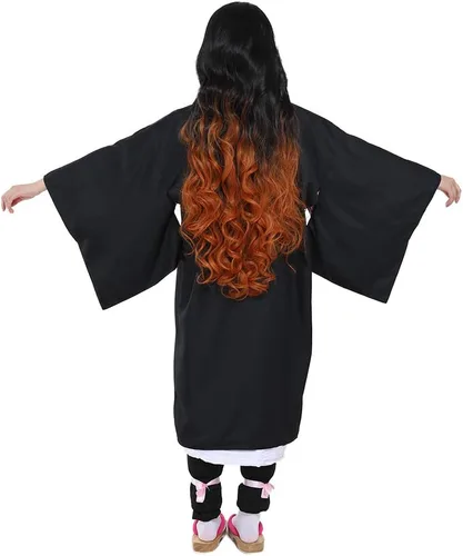 Vista 4 de miccostumes Kimono de frijoles rojos de anime para mujer, disfraz de cosplay con decoración de bambú