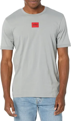 Vista 19 de Hugo Mens Ribbed Crew Neck Regular Fit Center Logo T-Shirt Blanco (Chalk White)
