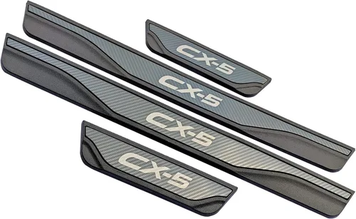 Vista 5 de Auto puerta entrada guardia accesorios, para Mazda 3 6 CX-5 CX30 acero inoxidable con plástico cubierta protectora del umbral de la puerta del coche