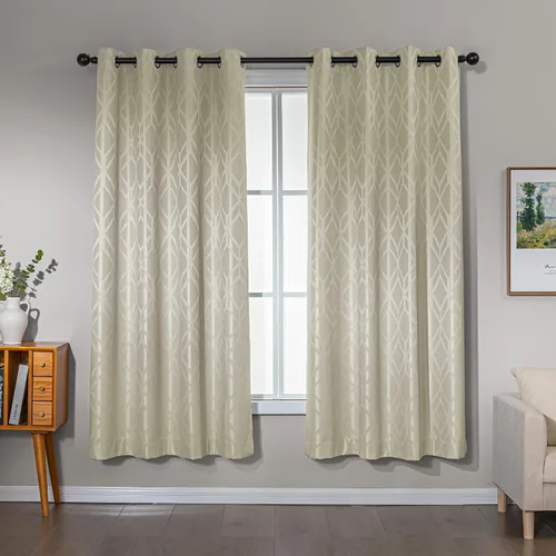Vista 20 de Amazon Basics Cortinas Jacquard 100% opacas de 2 piezas, cortinas para sala de estar y dormitorio, tratamiento de ventana con aislamiento térmico