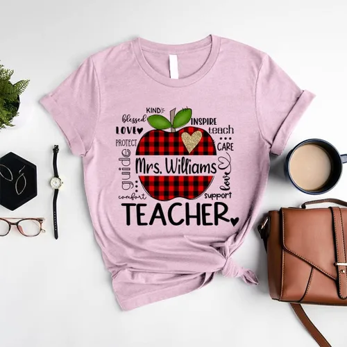 Vista 3 de NAZENTI Camisas personalizadas para profesores, regalos para profesores, camisa de regreso a la escuela, camisas para profesores preescolares