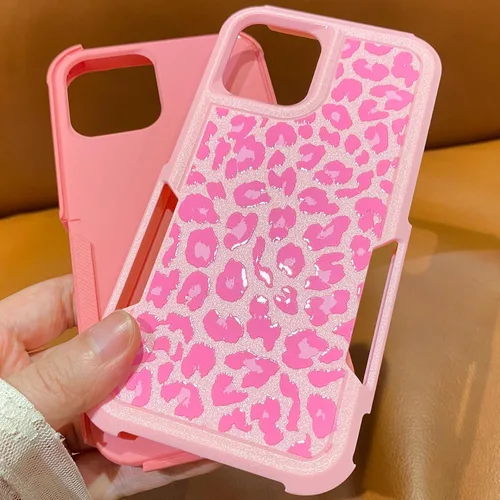 Vista 6 de Funda para iPhone 11 con Estampado de Leopardo Guepardo Rosa, Resistente de Servicio Pesado Robusto Protección Completa del Cuerpo Resistente a