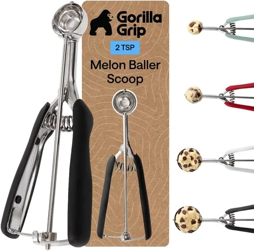 Vista 10 de GORILLA GRIP Cuchara para galletas de acero inoxidable sin BPA, cuchara #60 de 1 cucharada, mango de agarre suave, fácil liberación de alimentos