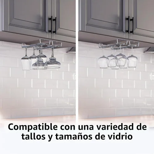 Vista 3 de Deco Brothers Soporte para copas de vino de un solo riel, cromado