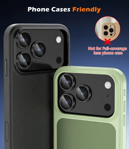 Vista 5 de imluckies Protector de lente de cámara para iPhone 17 Pro, iPhone 17 Pro Max, iPhone 16 Pro, iPhone 16 Pro Max, vidrio templado AR+AF y dureza 9H