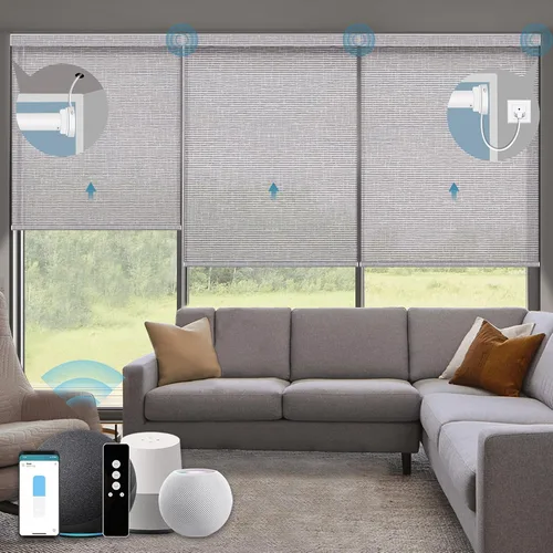 Vista 15 de Persianas enrollables inteligentes, persianas enrollables con cable 1% de apertura, compatibles con Google Home Alexa, persianas automáticas 1%
