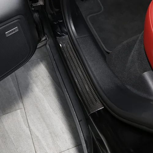 Vista 3 de YIWANG 100% de fibra de carbono real borde de la puerta Scuff Plate Insert Trim para Porsche MACAN 2014-2020 Accesorios de coche