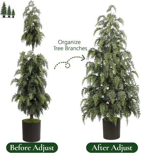 Vista 8 de 3PCS Christmas Artificial Cedar Trees for Outdoors Decorations, 2FT/3FT/4FT
