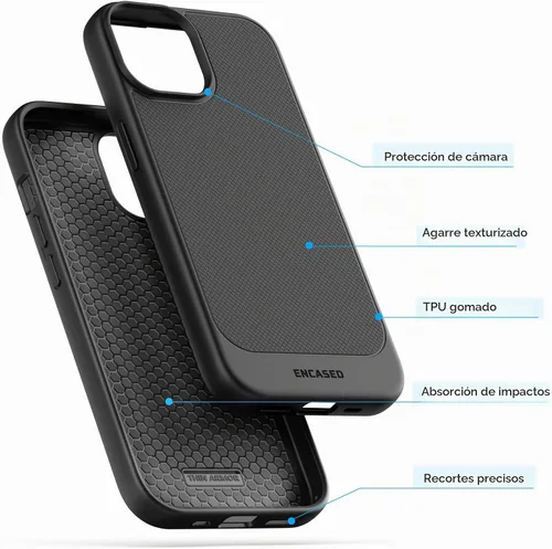 Vista 5 de ENCASED Funda delgada diseñada para iPhone 15 (2023), ultra delgada, flexible, para teléfono (negro mate)