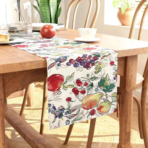 Vista 7 de Encasa XO Camino de mesa jacquard bohemio, diseño de maceta, estilo vintage, tamaño 13 x 59 pulgadas, tapiz bohemio tejido para comedor de 4 plazas