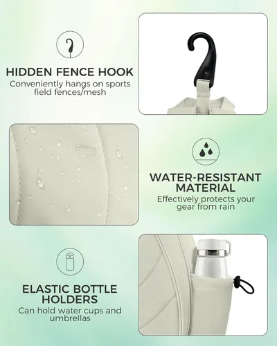 Vista 8 de Bolsa de tenis, mochila de tenis resistente al agua para mujeres y hombres, diseño de bandolera acolchada para tenis, pickleball, raquetas