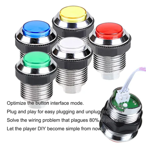 Vista 4 de EG STARTS 2 Player Arcade Contest DIY Kits USB Encoder To PC Joystick + 8 Ways Sticker + Chrome LED Illuminated Push Button 1 & 2 Player Coin