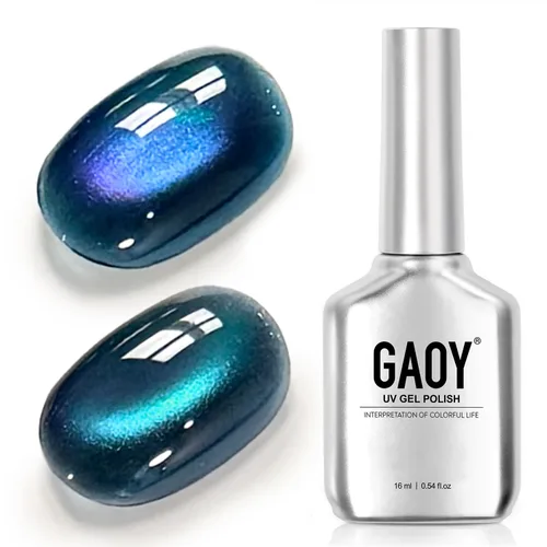 Vista 37 de GAOY Esmalte de uñas de gel Brown Cat Eye, 4629 azul ámbar, 0.5 fl oz Ámbar azul